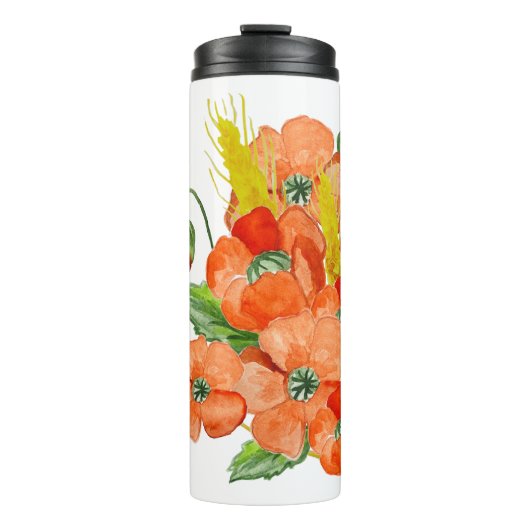 Waterverf papaverbloemen thermosbeker (Voorkant)