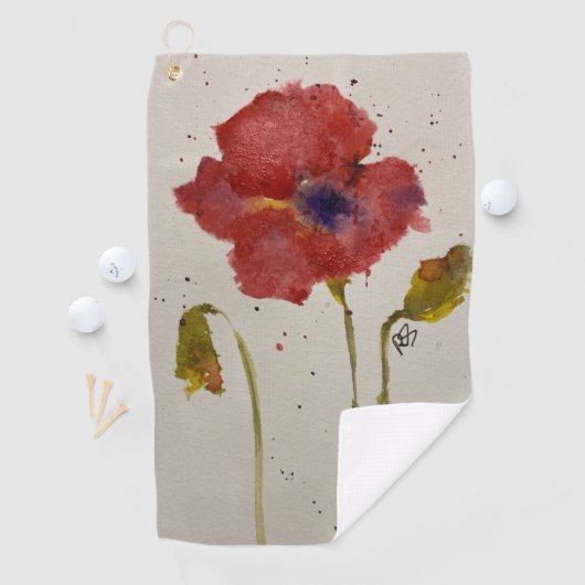Waterverf papavergolfhanddoek golfhanddoek (Insitu)