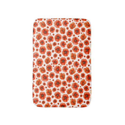 Waterverf papaverpatroon badmat (Voorkant Verticaal)