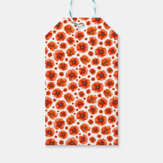 Waterverf papaverpatroon cadeaulabel (Voorkant)