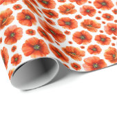 Waterverf papaverpatroon cadeaupapier (Rol Hoek)