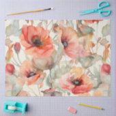 WATERVERF PAPAVERS BLOEMEN DECOUPAGE TISSUEPAPIER (Craft)