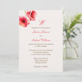Waterverf papavers bruiloft kaart (Staand voorkant)