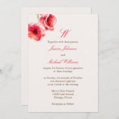 Waterverf papavers bruiloft kaart (Voorkant / Achterkant)