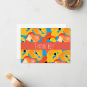 Waterverf papavers dank u notitiekaartje (Voorkant / Achterkant in situ)