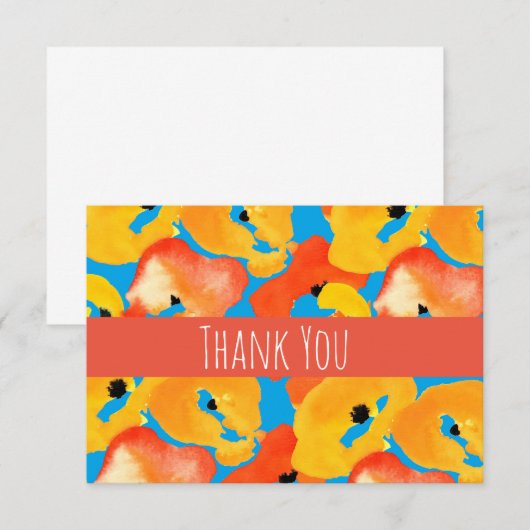 Waterverf papavers dank u notitiekaartje (Voorkant / Achterkant)