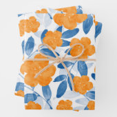 Waterverf papavers en bladeren Patroon Inpakpapier Vel (In situ)