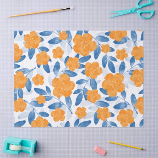 Waterverf papavers en bladeren Patroon Tissuepapier (Craft)