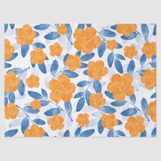 Waterverf papavers en bladeren Patroon Tissuepapier (Voorkant)