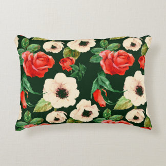 Waterverf Papavers en Rozen: Bloemenmotief. Accent Kussen