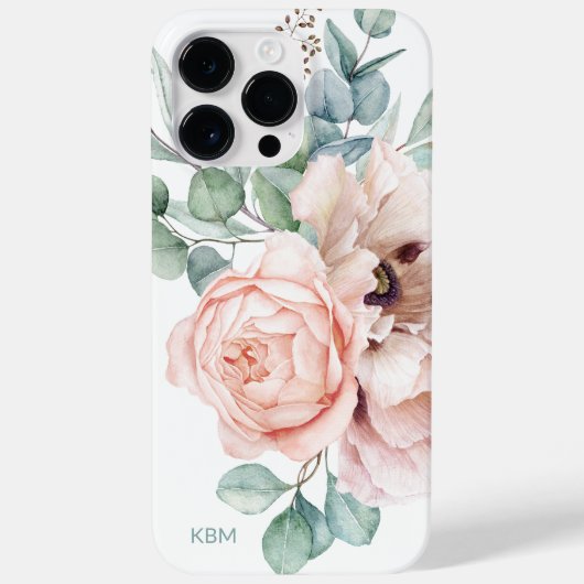 Waterverf papavers en Rozen met uw monogram Case-Mate iPhone Case (Achterkant)