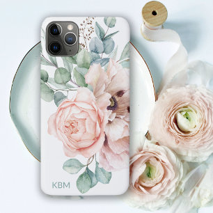 Waterverf papavers en Rozen met uw monogram Case-Mate iPhone Case
