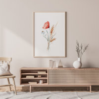 Waterverf papavers en wilde bloemen