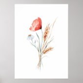 Waterverf papavers en wilde bloemen poster (Voorkant)
