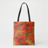 Waterverf papavers levendige roodachtige kleur, tote bag (Voorkant)