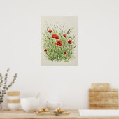 Waterverf Papavers & Madeliefjes Print Kunst (Keuken)