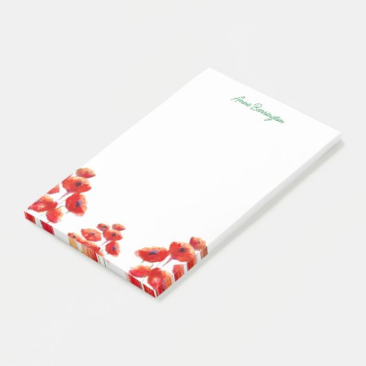 Waterverf papavers op maat post-it® notes (Schuin)