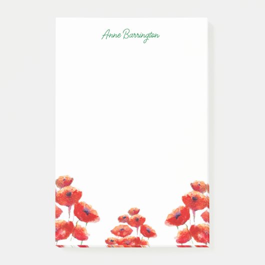 Waterverf papavers op maat post-it® notes (Voorkant)