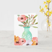 Waterverf papavers, vaas, kleine Moederdag Kaart (Gele Bloem)