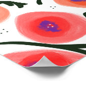 Waterverf Papavers Warm Krachtig Doodle Kunst Poster (Hoek)