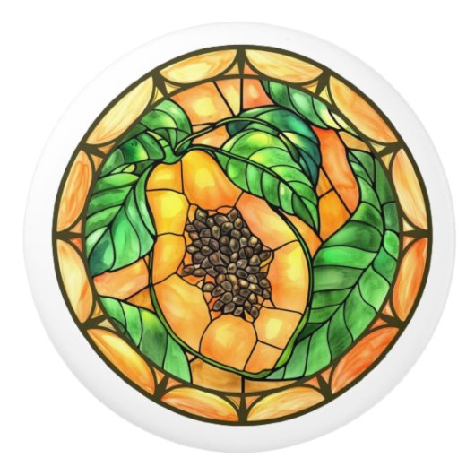 Waterverf Papaya Glas in lood Sinaasappel Groen Keramische Knop (Voorkant)