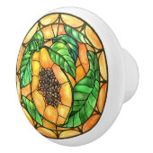 Waterverf Papaya Glas in lood Sinaasappel Groen Keramische Knop (Rechts)