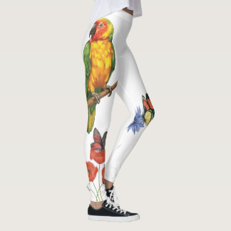 waterverf papegaai en vlinders ontwerp leggings