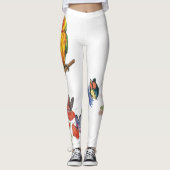 waterverf papegaai en vlinders ontwerp leggings (Voorkant)