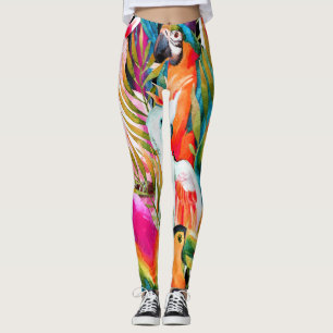 Waterverf papegaaien: Tropisch naadloos patroon Leggings