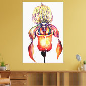 Waterverf Paphiopedilum Orchid in levendige kleure Canvas Afdruk (Insitu (Woonkamer))