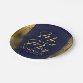 Waterverf Papier Borden | Blauwe bruiloft Abstract Papieren Bordje (Gekanteld)