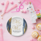 Waterverf Papier Borden | Blauwe bruiloft Abstract Papieren Bordje (Feest)