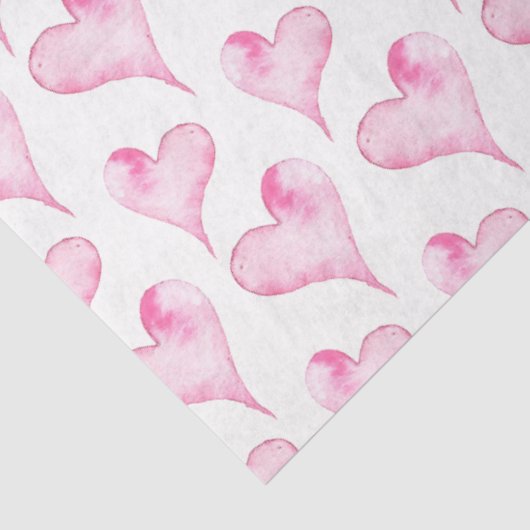 Waterverf papier met roze en witte harten (Detail)