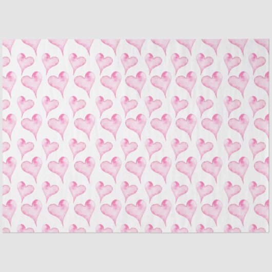 Waterverf papier met roze en witte harten (Voorkant)