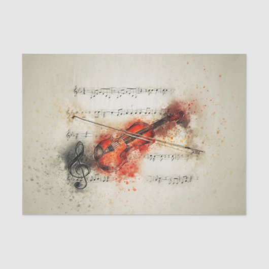 Waterverf — Papier voor muziek en Violin (Voorkant)