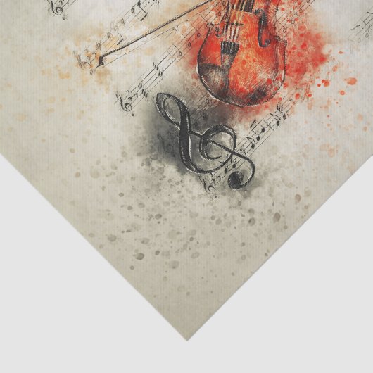 Waterverf — Papier voor muziek en Violin (Detail)