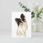 Waterverf Papillon Dog, Pet Briefkaart (Staand voorkant)