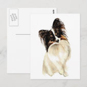 Waterverf Papillon Dog, Pet Briefkaart (Voorkant / Achterkant)