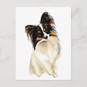 Waterverf Papillon Dog, Pet Briefkaart