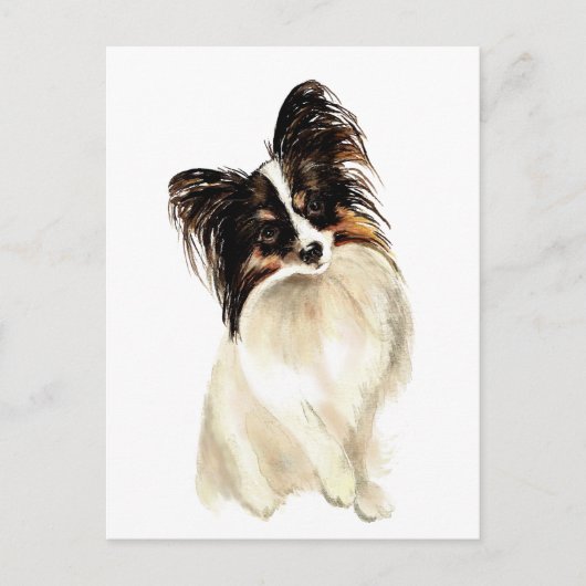 Waterverf Papillon Dog, Pet Briefkaart (Voorkant)