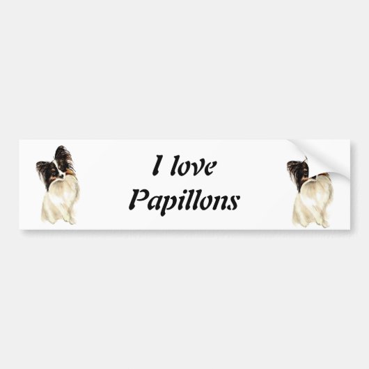 Waterverf Papillon Dog, Pet Bumpersticker (Voorkant)