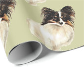 Waterverf Papillon Dog Pet Cute Animal Art Cadeaupapier (Rol Hoek)