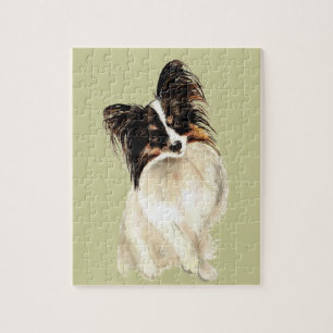 Waterverf Papillon Dog Pet Cute Animal Art Legpuzzel