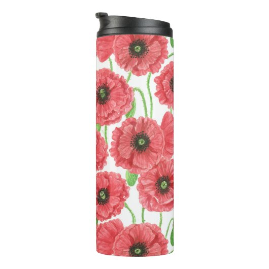 Waterverf paprika's floreel patroon thermische tum thermosbeker (Geroteerd rechts)