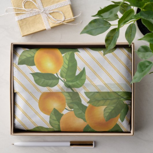 Waterverf papripe sinaasappels, vers citrusvruchte tissuepapier (Geschenk)