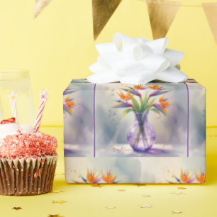 Waterverf Paradijsvogel Bloemenboeket Cadeaupapier