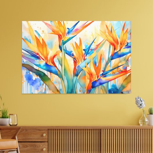 Waterverf paradijsvogel Tropical XL art Canvas Afdruk (Insitu (Woonkamer))