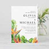 Waterverf Paradijsvogels QR Code Trouwen Kaart (Staand voorkant)