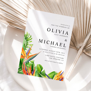 Waterverf Paradijsvogels QR Code Trouwen Uitnodiging Briefkaart