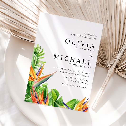 Waterverf Paradijsvogels QR Code Trouwen Uitnodiging Briefkaart